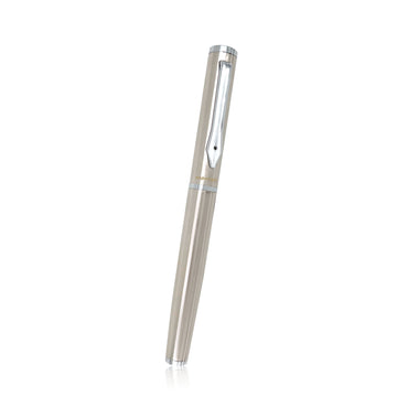 Aaparya Premium Fountain Pen with with Full Dull Chrome Body, A Designer & Luxury Pen with Genuine Leather Cover for Gift